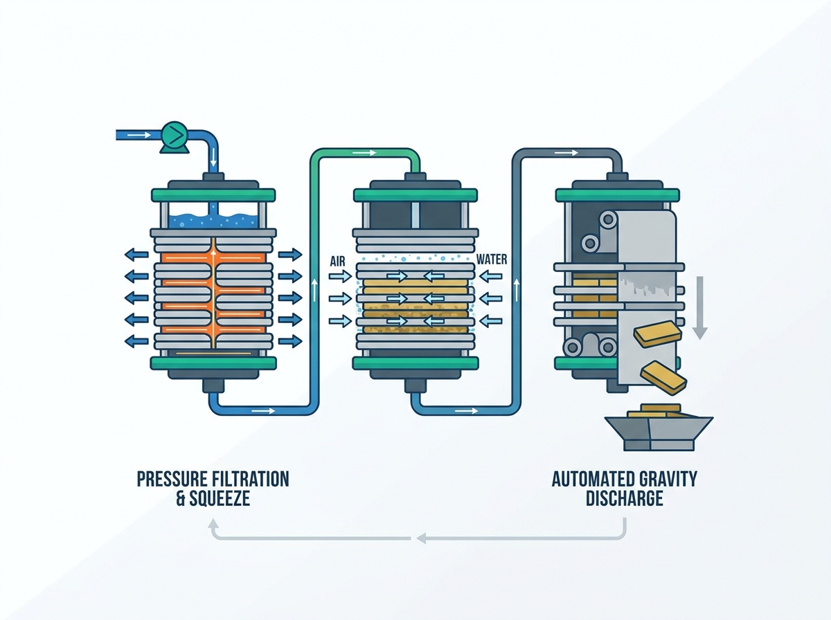 &Eacute;quipement de filtre-presse industriel s&eacute;parant les liquides et les solides dans une installation automatis&eacute;e moderne